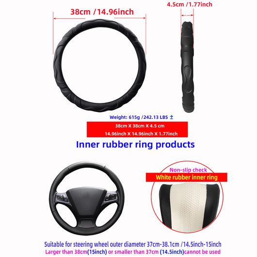 Artificial Lambskin Steering Wheel Cover – 3D Sport Styling, Universal Fit 37–38cm (14.5–15 Inch)