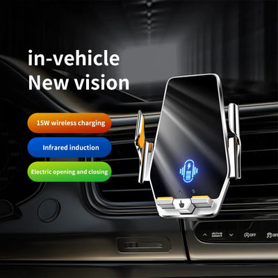 66W Magnetic Car Phone Holder with 15W Wireless Charger & Infrared Sensor