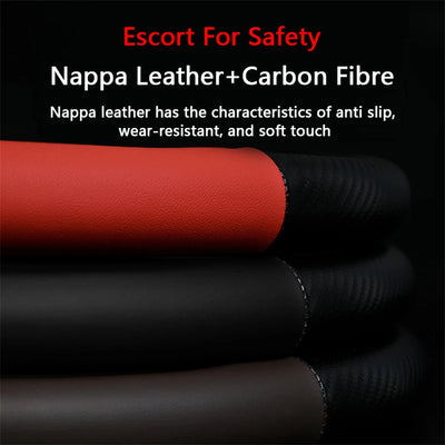 BMW Steering Wheel Cover – Carbon Fiber Leather, Anti-Slip, Universal 38cm (15 Inch), Compatible with 3/5/7 Series, X1, X3, X5, X7, M Models
