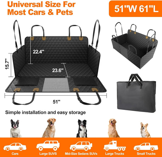 Waterproof Dog Car Seat Cover Hammock for Back Seat with Mesh Window