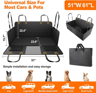 Waterproof Dog Car Seat Cover Hammock for Back Seat with Mesh Window