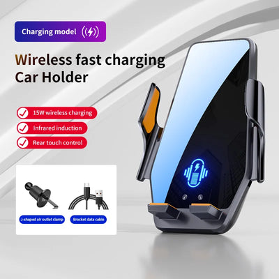 66W Magnetic Car Phone Holder with 15W Wireless Charger & Infrared Sensor