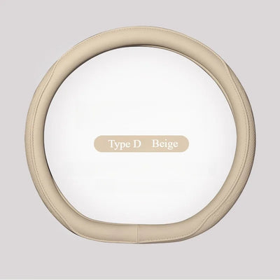 Nappa Leather Steering Wheel Cover 15 Inch (38cm) – Perforated, Non-slip, Breathable, Universal Fit