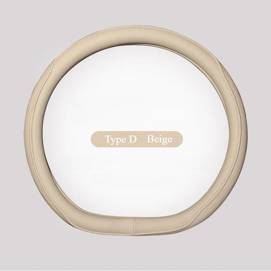 Nappa Leather Steering Wheel Cover 15 Inch (38cm) – Perforated, Non-slip, Breathable, Universal Fit