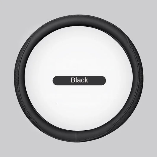 Nappa Leather Steering Wheel Cover 15 Inch (38cm) – Perforated, Non-slip, Breathable, Universal Fit