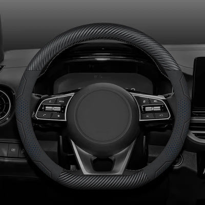 15 Inch Carbon Fiber Suede Steering Wheel Cover – Anti-slip, Breathable, Universal Fit (38cm)