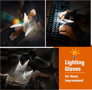 LED Half Finger Gloves – Waterproof Flashlight Gloves for Night Fishing, Cycling, Running, and Outdoor Activities