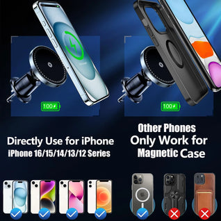 15W Magnetic Car Wireless Phone Charger – Air-Vent Mount (Supports up to 30W Output)