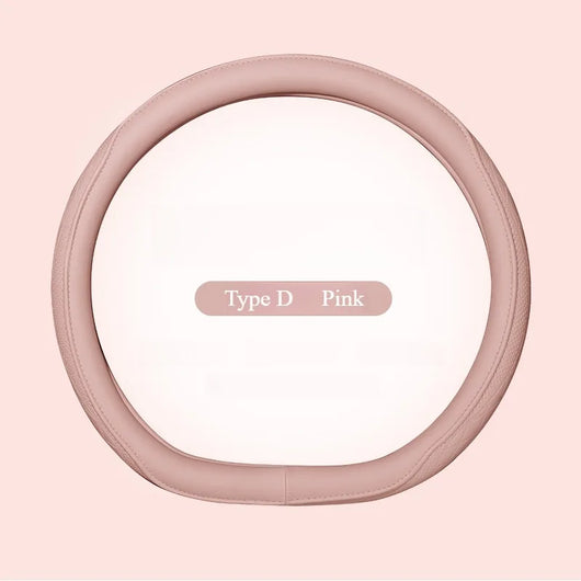 Nappa Leather Steering Wheel Cover 15 Inch (38cm) – Perforated, Non-slip, Breathable, Universal Fit