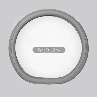 Nappa Leather Steering Wheel Cover 15 Inch (38cm) – Perforated, Non-slip, Breathable, Universal Fit