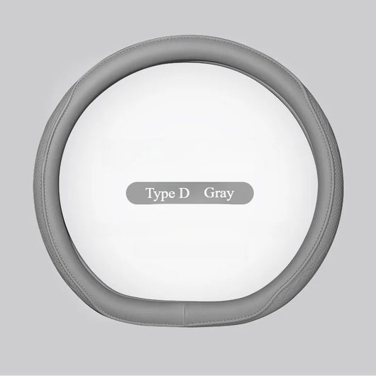 Nappa Leather Steering Wheel Cover 15 Inch (38cm) – Perforated, Non-slip, Breathable, Universal Fit