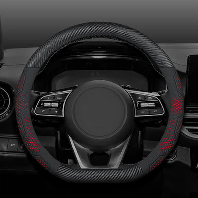 15 Inch Carbon Fiber Suede Steering Wheel Cover – Anti-slip, Breathable, Universal Fit (38cm)