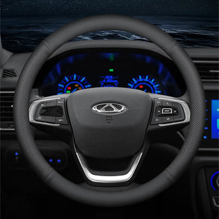Car Steering Wheel Cover – Ultra-Thin Faux Leather Wrap, Universal 37–38cm (14.5–15 Inch), Breathable & Four Seasons Compatible – Fits D-Shaped & Round Wheels