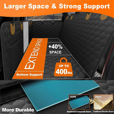 Waterproof Dog Car Seat Cover Hammock for Back Seat with Mesh Window