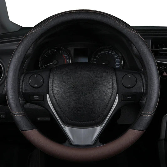 PU Leather Steering Wheel Cover – Universal, Anti-Slip, All-Season