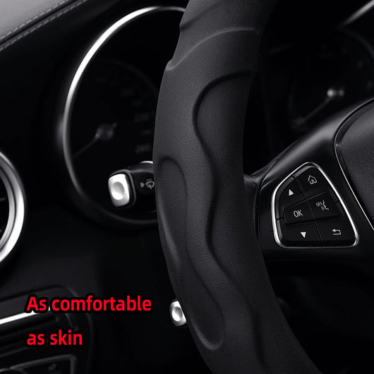 Artificial Lambskin Steering Wheel Cover – 3D Sport Styling, Universal Fit 37–38cm (14.5–15 Inch)