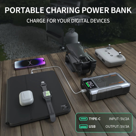 3000A Car Jump Starter with 150 PSI Tire Inflator – Gas up to 7.5L, Diesel 6.5L