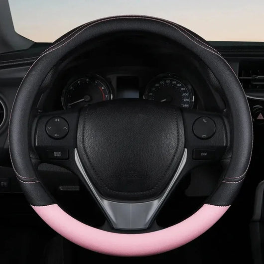 PU Leather Steering Wheel Cover – Universal, Anti-Slip, All-Season