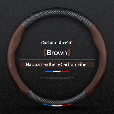 BMW Steering Wheel Cover – Carbon Fiber Leather, Anti-Slip, Universal 38cm (15 Inch), Compatible with 3/5/7 Series, X1, X3, X5, X7, M Models
