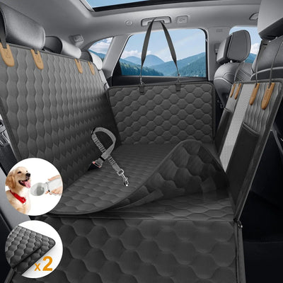 Waterproof Dog Car Seat Cover Hammock for Back Seat with Mesh Window