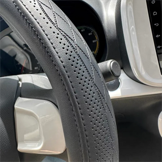 Nappa Leather Steering Wheel Cover 15 Inch (38cm) – Perforated, Non-slip, Breathable, Universal Fit
