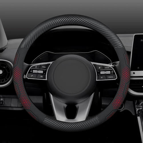15 Inch Carbon Fiber Suede Steering Wheel Cover – Anti-slip, Breathable, Universal Fit (38cm)