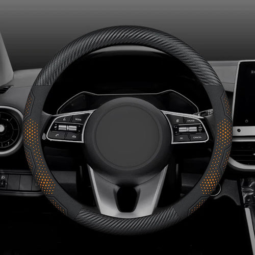 15 Inch Carbon Fiber Suede Steering Wheel Cover – Anti-slip, Breathable, Universal Fit (38cm)