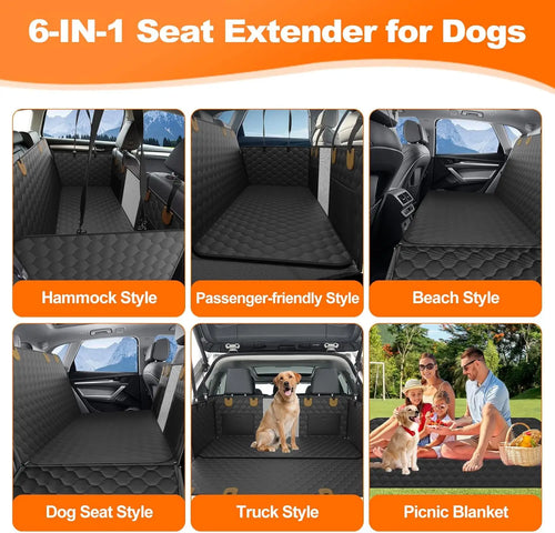 Waterproof Dog Car Seat Cover Hammock for Back Seat with Mesh Window