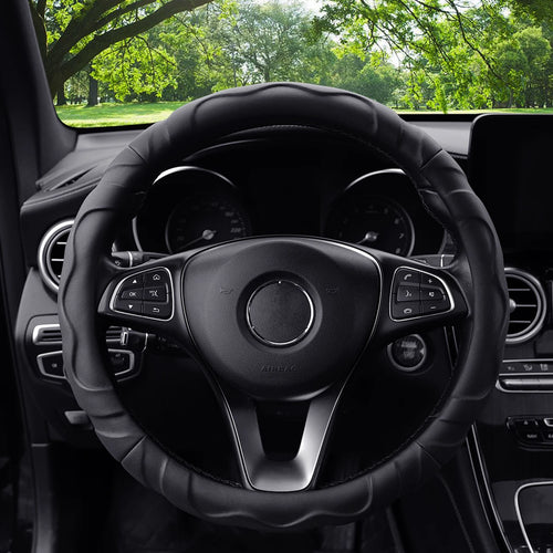 Artificial Lambskin Steering Wheel Cover – 3D Sport Styling, Universal Fit 37–38cm (14.5–15 Inch)