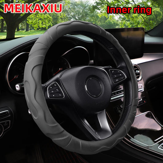 Artificial Lambskin Steering Wheel Cover – 3D Sport Styling, Universal Fit 37–38cm (14.5–15 Inch)