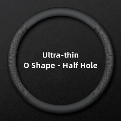 Car Steering Wheel Cover – Ultra-Thin Faux Leather Wrap, Universal 37–38cm (14.5–15 Inch), Breathable & Four Seasons Compatible – Fits D-Shaped & Round Wheels