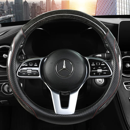 Peach Wood Grain Steering Wheel Cover – Non-slip, Universal Fit 14.5–15 inch (37–38cm), All-Season Car Handle Protector