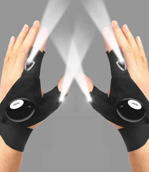 LED Half Finger Gloves – Waterproof Flashlight Gloves for Night Fishing, Cycling, Running, and Outdoor Activities