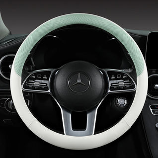 Perforated Nappa Leather Steering Wheel Cover – Universal 15 Inch (38cm), Anti-Slip & Odorless