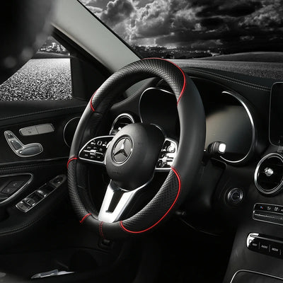 Leather Diamond Steering Wheel Cover – Universal Fit 14.5–15 Inch (37–38cm), All-Season, Anti-Slip Design