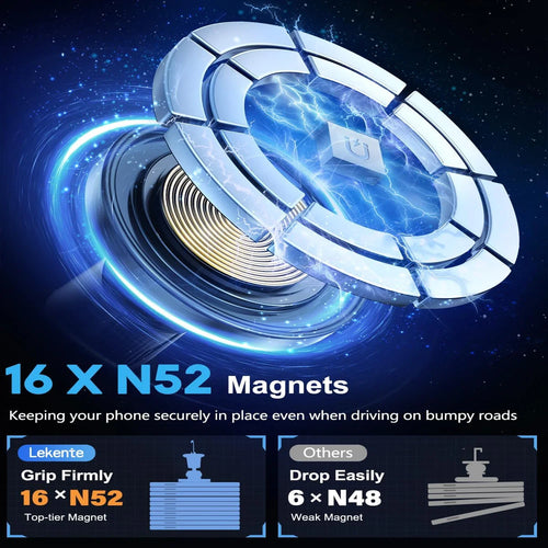 15W Magnetic Car Wireless Phone Charger – Air-Vent Mount (Supports up to 30W Output)