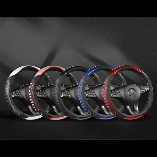 Three-Dimensional Honeycomb Steering Wheel Cover – Durable Leather with Anti-Slip Lining, Universal 37–38cm (14.5–15 Inch)