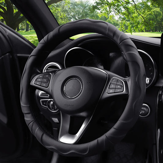 Artificial Lambskin Steering Wheel Cover – 3D Sport Styling, Universal Fit 37–38cm (14.5–15 Inch)