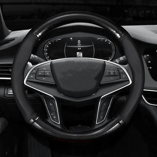 Universal Carbon Fiber Leather Steering Wheel Cover – 38CM (15 Inch), Anti-Slip & Breathable