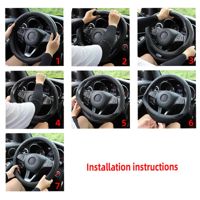 Artificial Lambskin Steering Wheel Cover – 3D Sport Styling, Universal Fit 37–38cm (14.5–15 Inch)