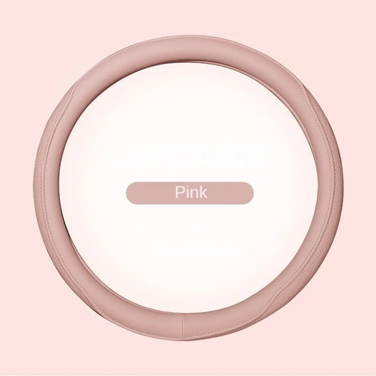 Nappa Leather Steering Wheel Cover 15 Inch (38cm) – Perforated, Non-slip, Breathable, Universal Fit