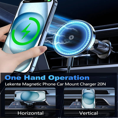 15W Magnetic Car Wireless Phone Charger – Air-Vent Mount (Supports up to 30W Output)