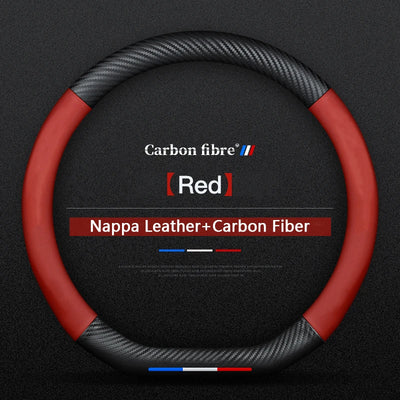 BMW Steering Wheel Cover – Carbon Fiber Leather, Anti-Slip, Universal 38cm (15 Inch), Compatible with 3/5/7 Series, X1, X3, X5, X7, M Models