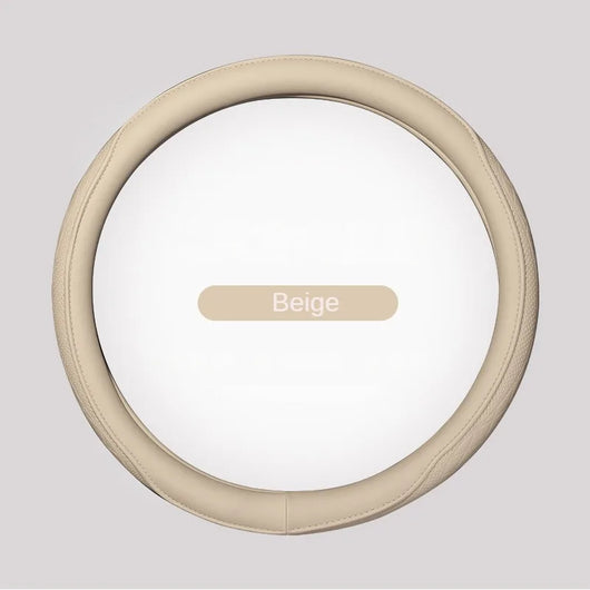 Nappa Leather Steering Wheel Cover 15 Inch (38cm) – Perforated, Non-slip, Breathable, Universal Fit