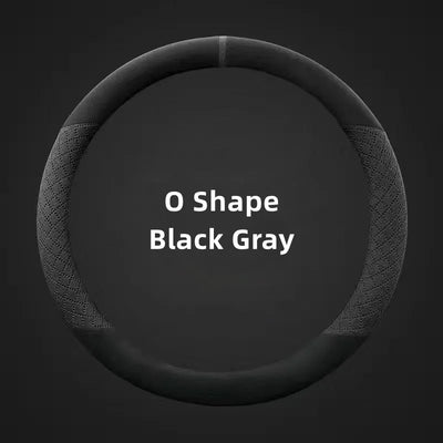 D-Type Steering Wheel Cover – Universal Fit 14.5–15 inch (37–38cm), Breathable, Anti-Slip Leather & Suede Car Accessory