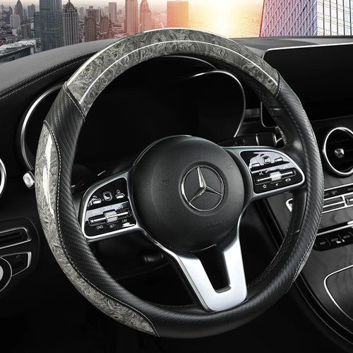 Peach Wood Grain Steering Wheel Cover – Non-slip, Universal Fit 14.5–15 inch (37–38cm), All-Season Car Handle Protector