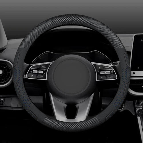 15 Inch Carbon Fiber Suede Steering Wheel Cover – Anti-slip, Breathable, Universal Fit (38cm)
