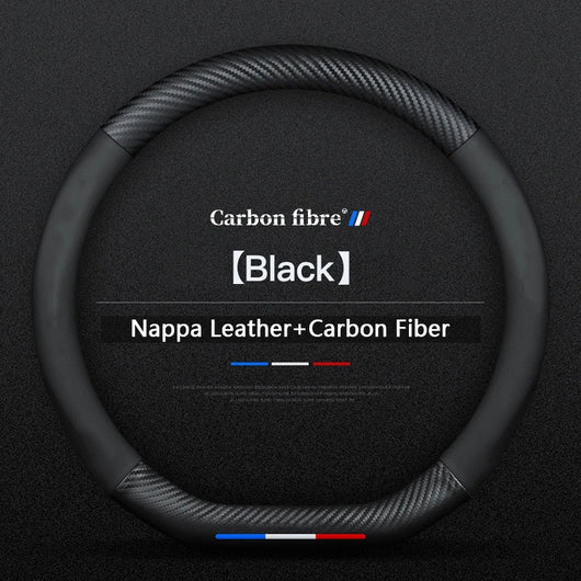 BMW Steering Wheel Cover – Carbon Fiber Leather, Anti-Slip, Universal 38cm (15 Inch), Compatible with 3/5/7 Series, X1, X3, X5, X7, M Models