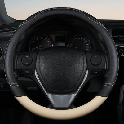 PU Leather Steering Wheel Cover – Universal, Anti-Slip, All-Season