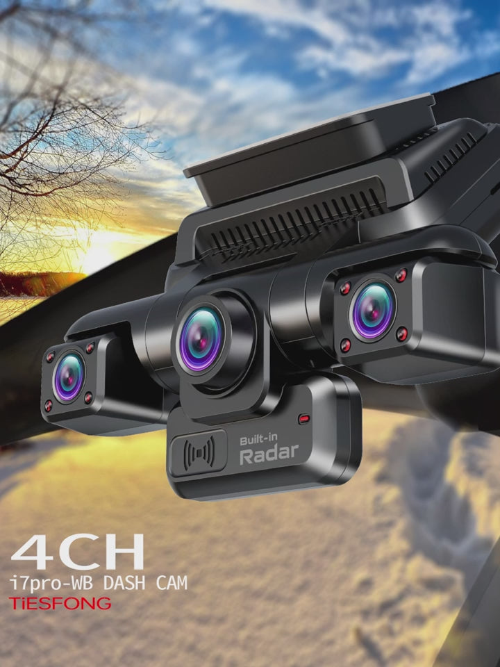 4CH 360° Dash Cam i7Pro with 4K Front + 3x1080P Cameras | GPS, WiFi, 24H Parking, IR Night Vision